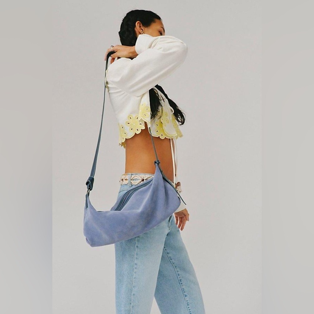 FREE PEOPLE | Plot Twist Crossbody Bag Blue Suede